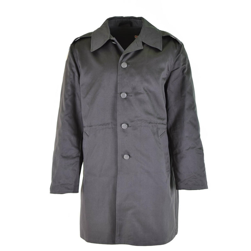Vintage Original Danish Army Combat Coat M71 in thick cotton, heavy-duty with button closure and shoulder epaulets.