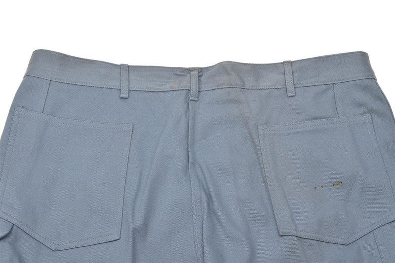 Back view of original Danish military blue trousers with pockets and belt loops designed for durability and comfort