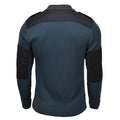 Original niederländischer Armee-Rippstrickpullover, Viertelreißverschluss, verstärkte Ellbogen, Petrolgrün