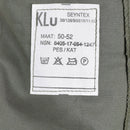 Close-up of laundry care label on Original Dutch Army M65 Air Force shirt jacket showing size and washing instructions.