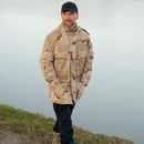 Original niederländische Militärfeldmantel Verstellbare Manschetten Saum Desert Camo