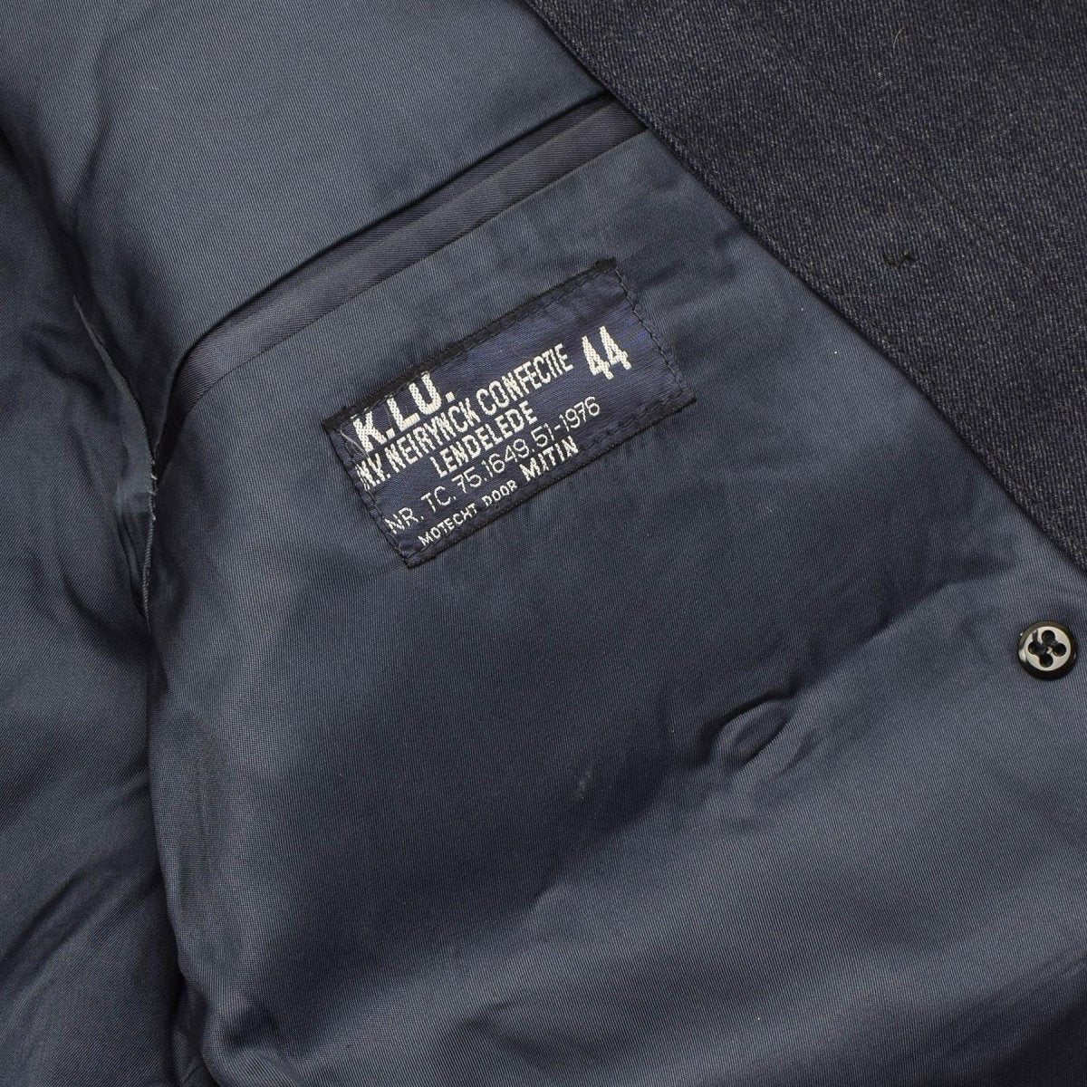 Original holländischer, formeller Militärmantel, zweireihig, blau mit Gürtel