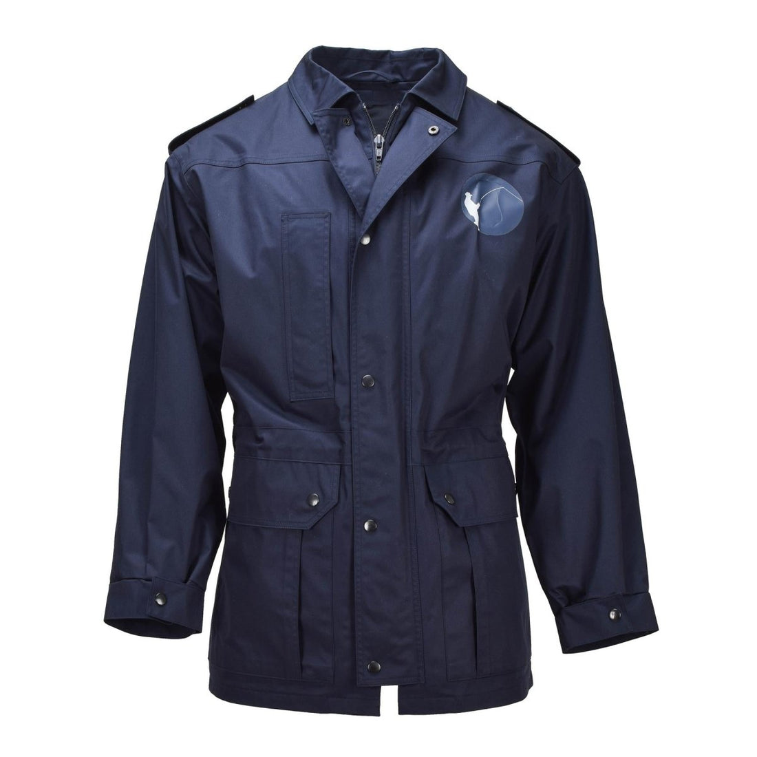 Original niederländischer Militärparka mit Umlegekragen, Fischer-Logo, Armeejacke, Blau