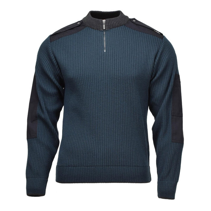 Original niederländischer Militär-Troyer-Pullover, Rippstrick, Viertelreißverschluss, Petrolgrün – GoMilitar