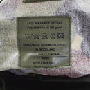 Close-up of a label on an Original Dutch Military gear molle pouch in DPM camouflage showing material and washing instructions.