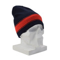 Original holländische Militär-Wintermütze aus Wolle mit dunkelblauen und roten Streifen