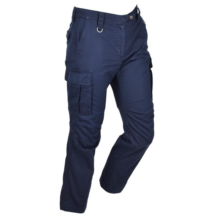 Original niederländische Militär-Arbeitshose für Damen, verstärkte Knie, Cargotaschen, Blau – GoMilitar