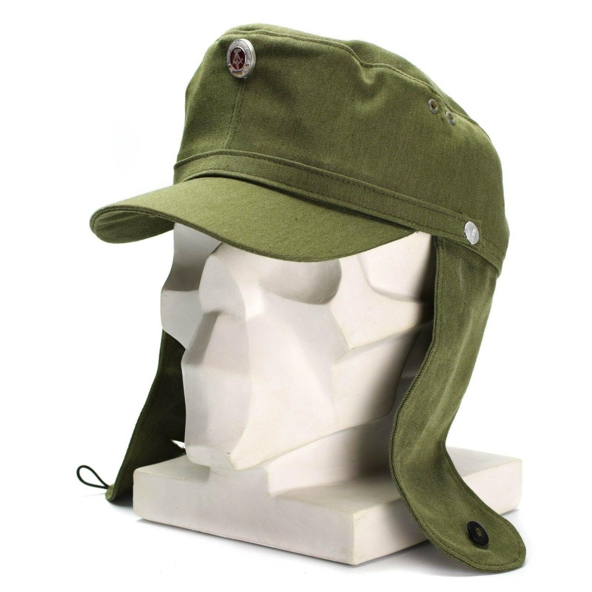 Original ostdeutsche NVA Armee Ohrenklappenmütze M-43 Stil Hut mit Metallabzeichen 