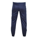 Back view of navy blue Original French Army training jogger pants with elastic cuffs and adjustable waistband.