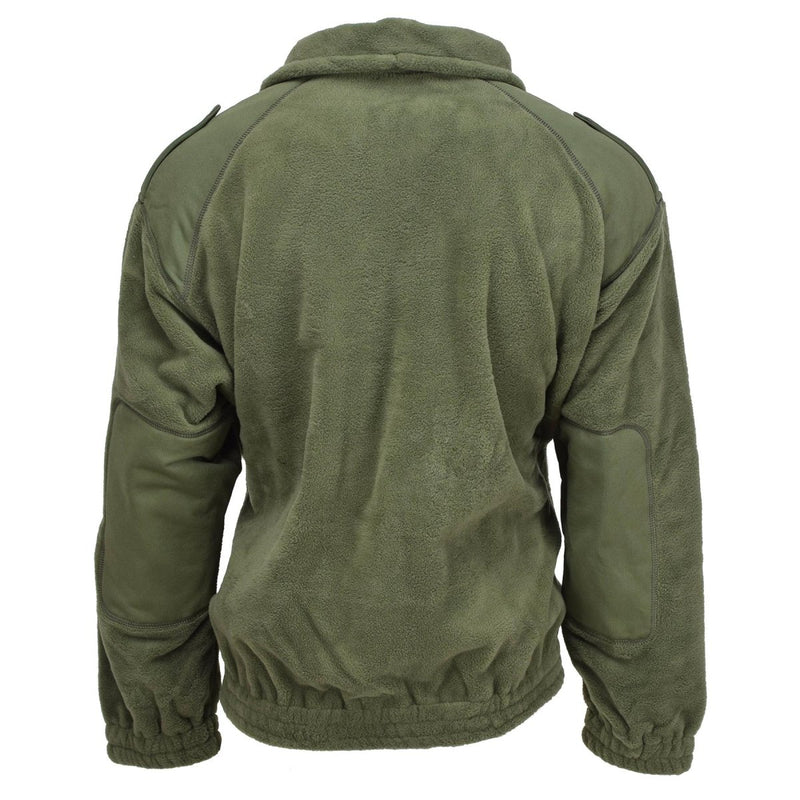 Original Französische Militär Fleecejacke, polarwarm, verstärkt, hoher Kragen, oliv NEU