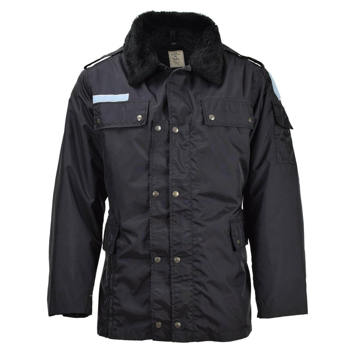 Original französische Militärpolizei-Regenjacke, gefüttert, Outdoor-Armee-Kunstfell, Schwarz – GoMilitar