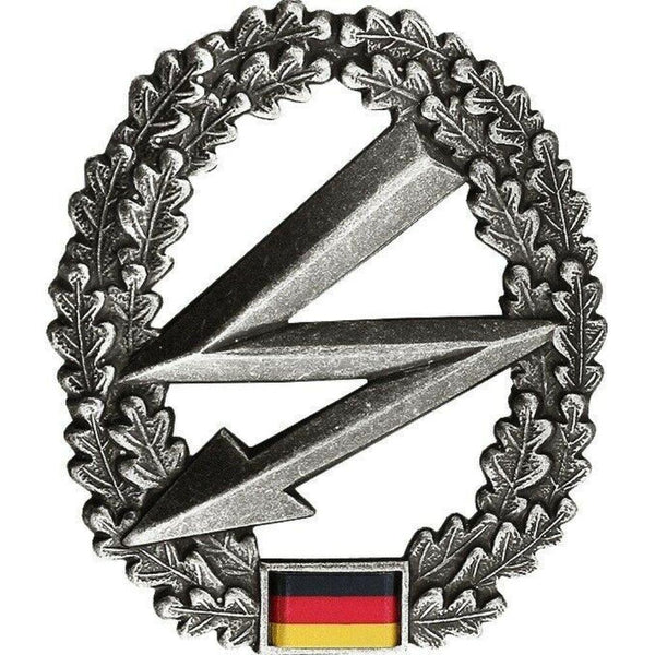 Original German Army beret insignia badge with oak leaf wreath, lightning bolt, and German flag cockade detail