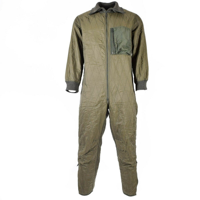 Original German army winter coverall suit liner, quilted, windproof, durable ripstop fabric for cold weather protection.