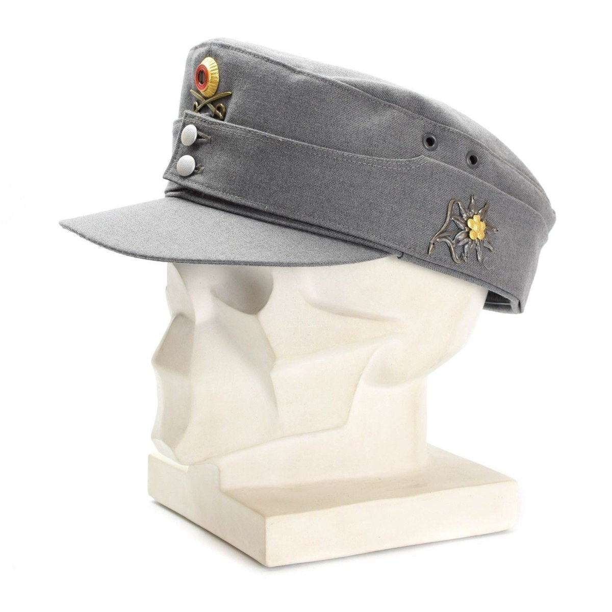 Original Bundeswehr Gebirgsmütze Gebirgsjäger grau mit Blumenabzeichen
