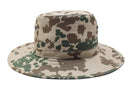 Original German Army tropical camo boonie hat with wide brim and ventilation holes for outdoor sun protection and comfort