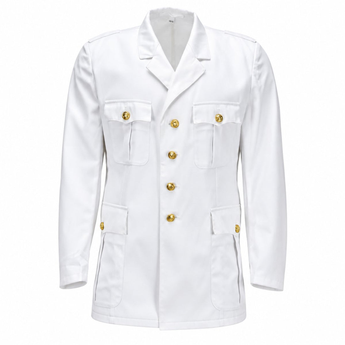 Original Bundeswehr-Anzugjacke, formeller Blazer, goldene Knöpfe, Weiß