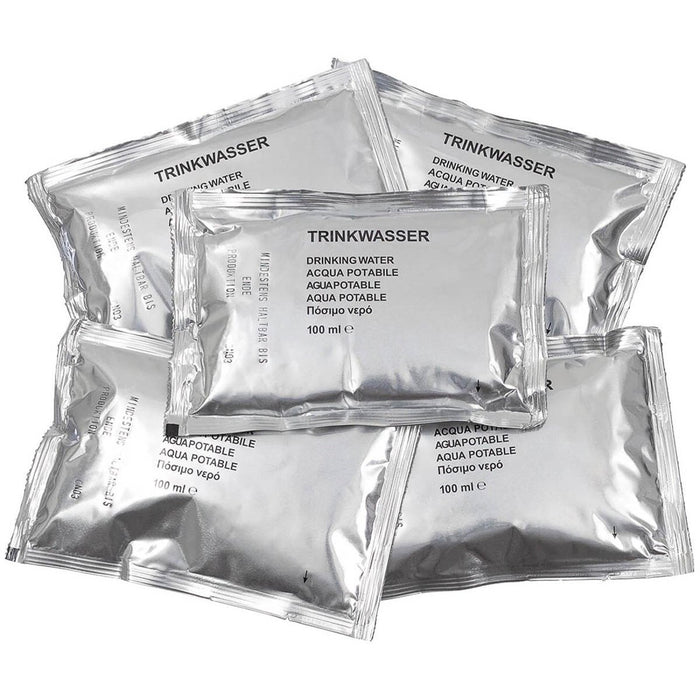 Original deutsches Militär-Notfall-Trinkwasser, 5 x 100 ml, lange Haltbarkeit – GoMilitar