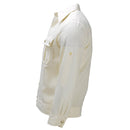 Originales deutsches Militär-Formalhemd mit langen Ärmeln, Baumwollmischung, Army, in gebrochenem Weiß mit geknöpften Taschen und Manschettendetails, Seitenansicht