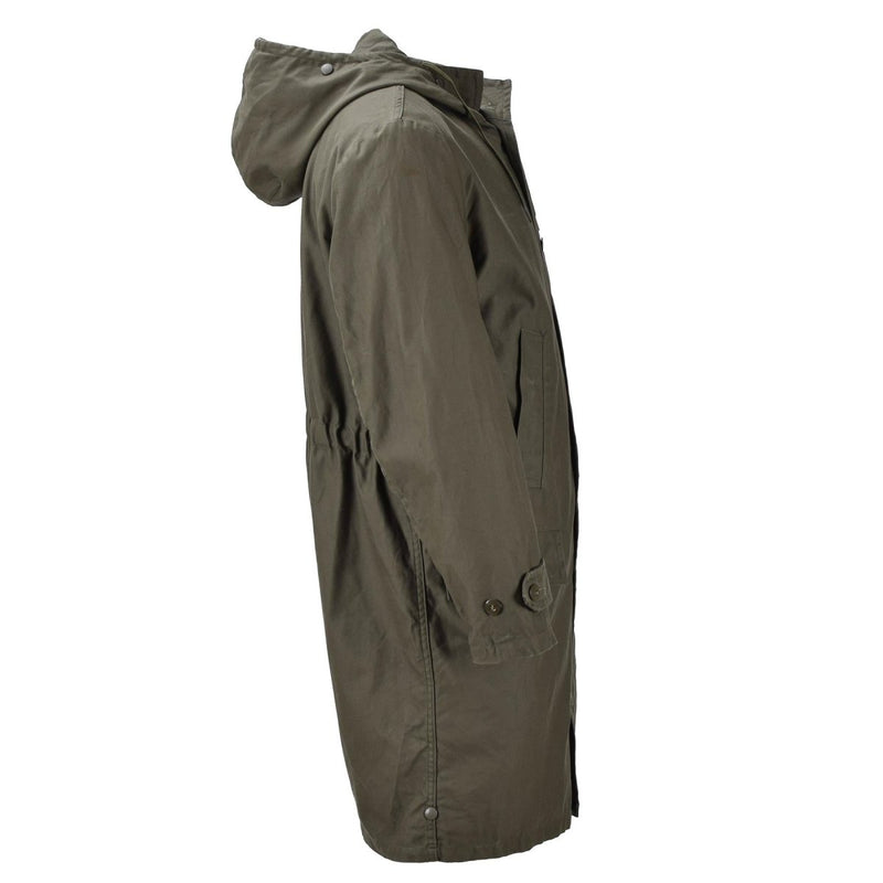 Original German military long parka jacket olive hooded field coat army outdoor - GoMilitar