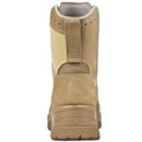 Back view of original German military tactical waterproof khaki boots with rubber round sole and breathable design