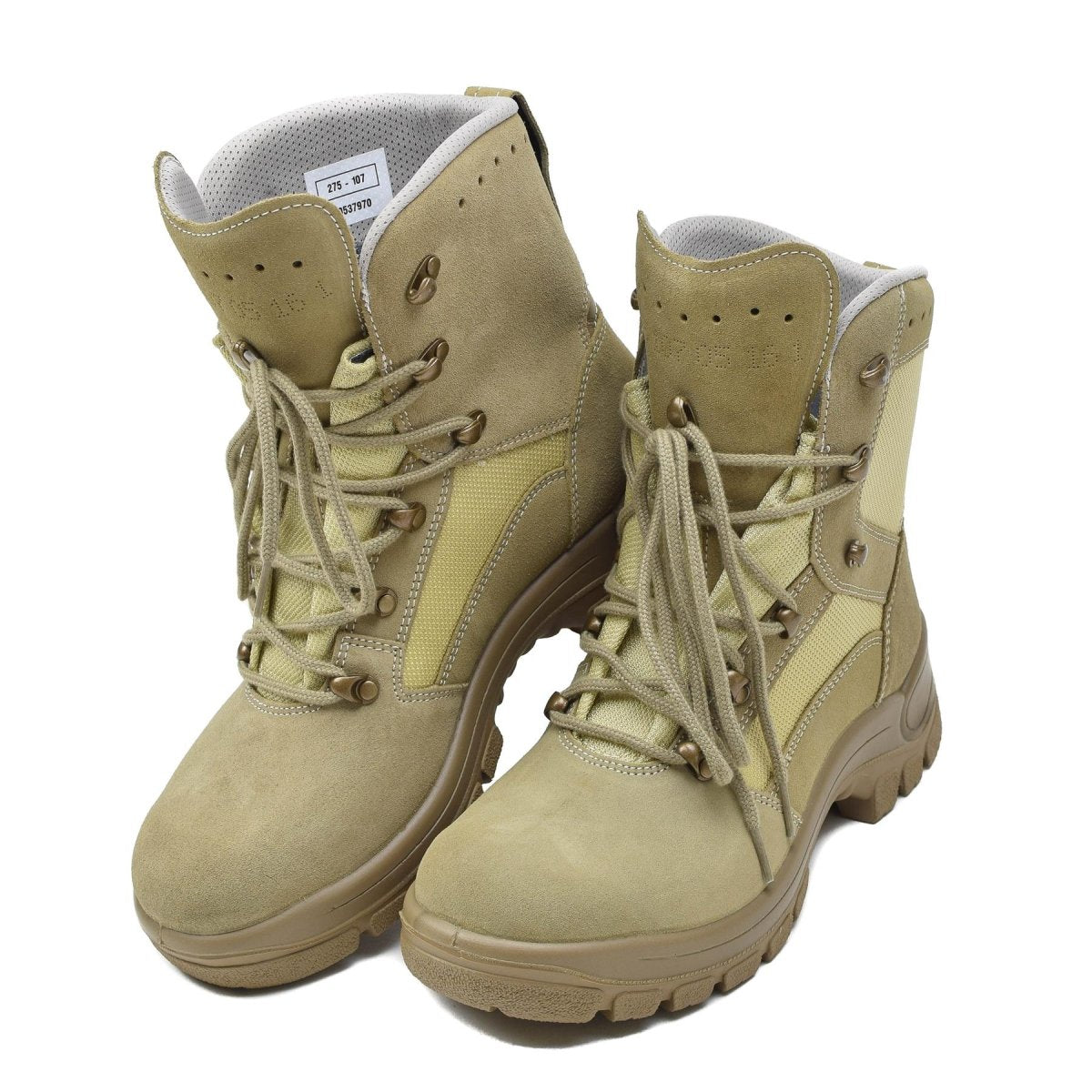 Original deutsche Militärstiefel, wasserdicht, khakifarbene Gummisohle, runde Sohle, NEU