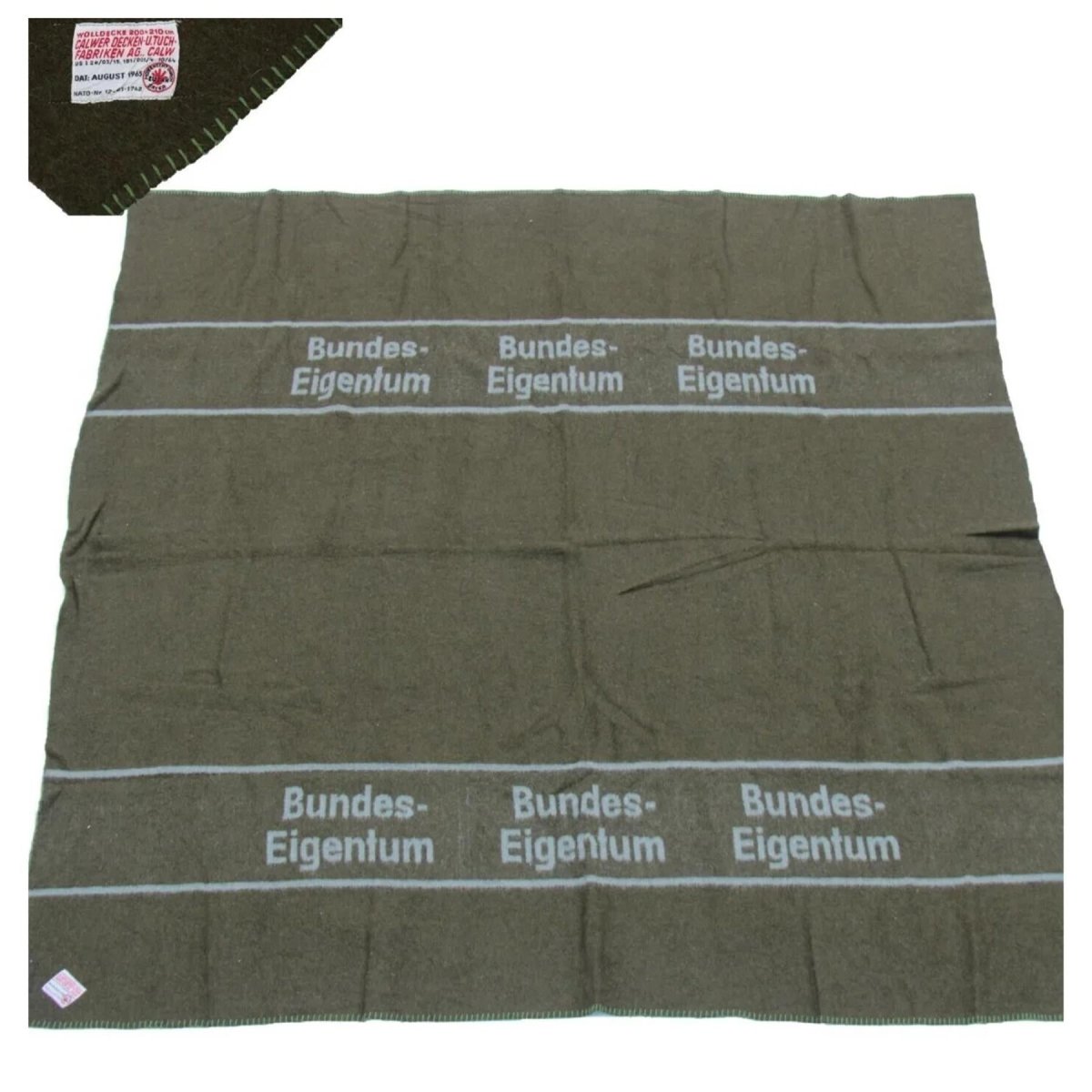 Original deutsche Militärwolldecke 210x200cm im Bundeswehrstil braun