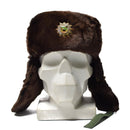 Original German police faux fur ushanka winter hat with ear flaps and military badge for cold weather protection