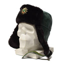 Original German police winter ushanka hat with faux fur lining, ear flaps, and military badge for cold weather warmth