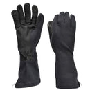 Original German Army black aramid long gloves with leather palms, heat resistant and tactical fire protection.