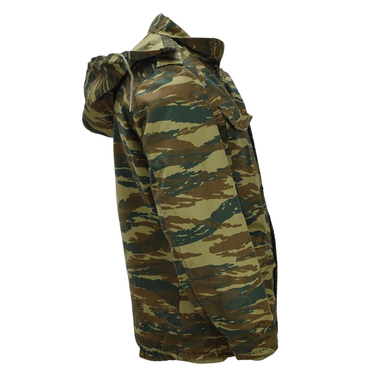 Original griechische Militär-Feldjacke M65 mit herausnehmbarem Innenfutter, Army Issue Lizard Camo