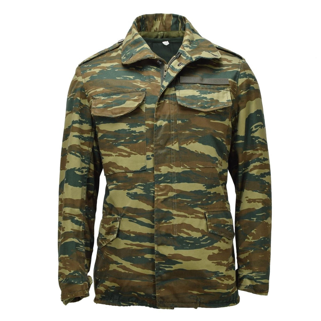 Original griechische Militär-Feldjacke M65 mit herausnehmbarem Innenfutter, Army Issue Lizard Camo