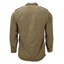 Back view of original Greek military olive wool tactical shirt with long sleeves and shoulder epaulettes.