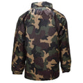 Original ungarische militärische wasserdichte Jacke mit aufrollbarer Kapuze, Knopfleiste, M93-Camouflage