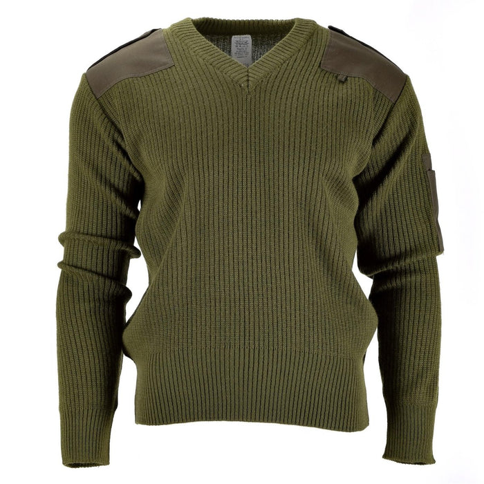 Original italienischer Armeepullover Commando Jumper grüner Wollpullover mit V-Ausschnitt NEU - GoMilitar