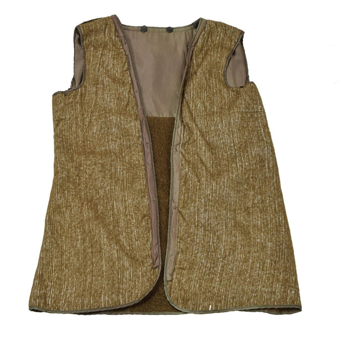 Original italienische militärische braune Liner-Weste, Steppdecke, Kunstfell, Vintage, warmes Khaki – GoMilitar