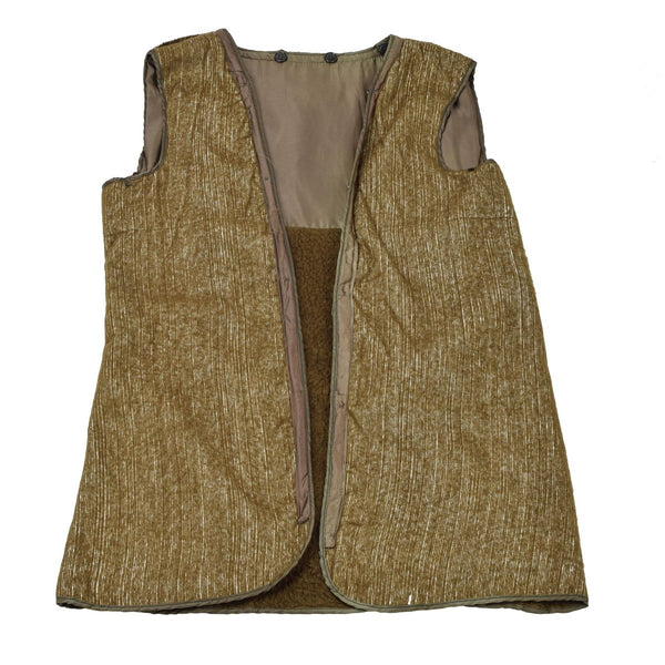 Original italienische Militärweste, Steppweste, braun, Kunstpelz, Vintage, warmes Khaki