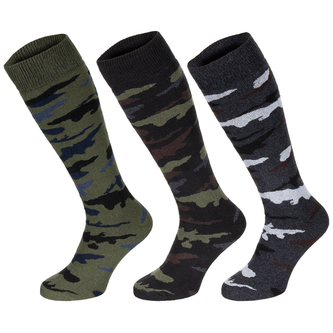 Original italienische Militär-Wintersocken Esercito, lang und hoch, 3er-Pack, Tarnfarben
