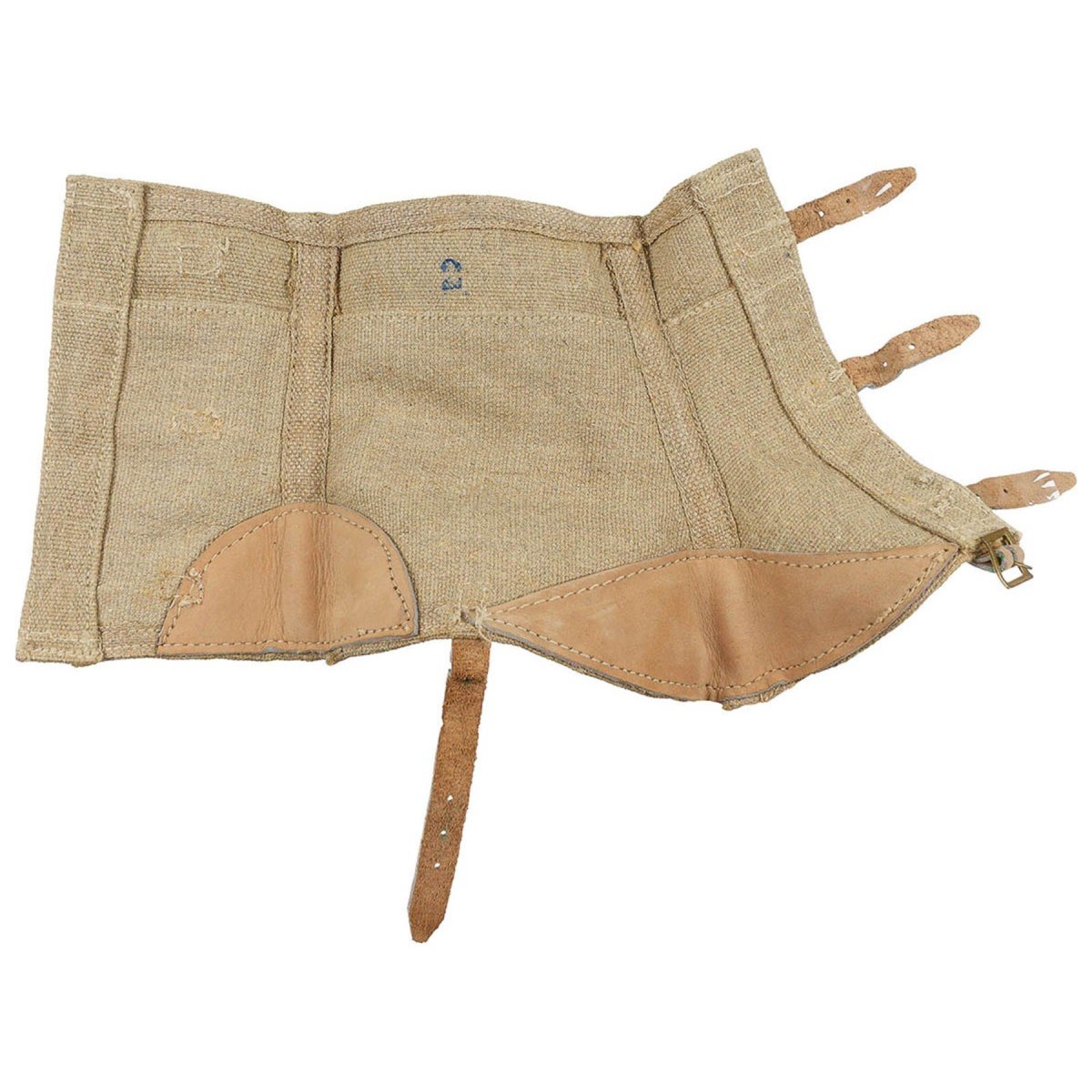 Original italienische Militärgamaschen, Canvas-Ledereinsätze, Army Surplus Khaki