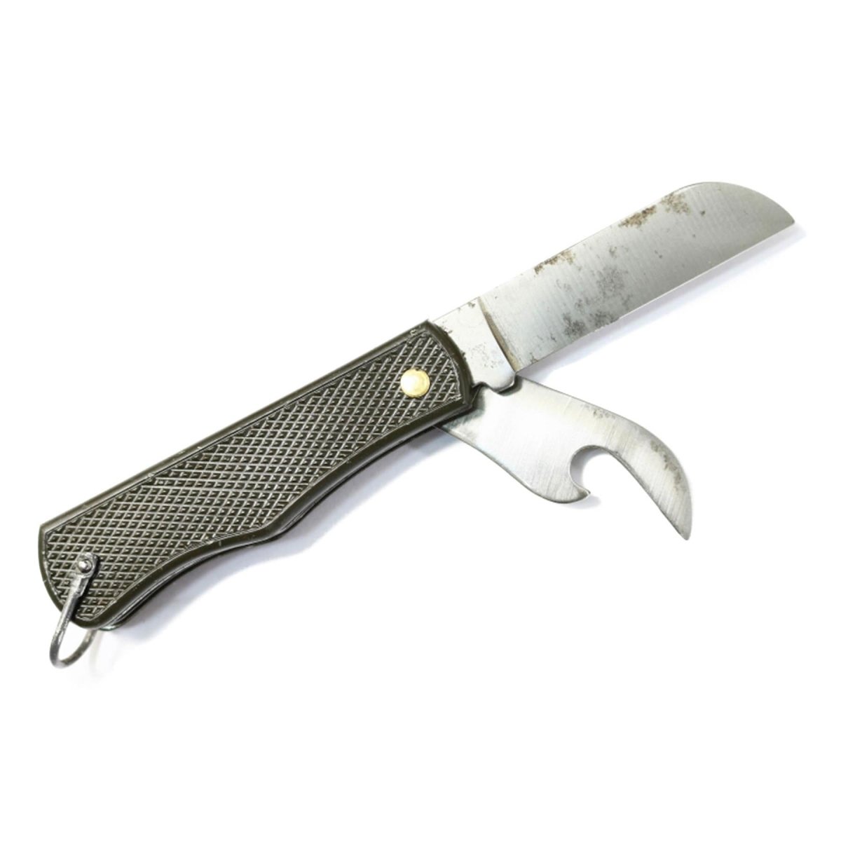 Original italienisches Militär Taschenmesser Klappdosenöffner Kunststoffgriff oliv