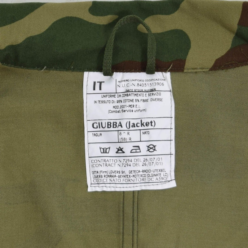 Original italienische Militär-Kampfjacke, leichte Woodland-Camouflage, Armee-Überschuss, NEU