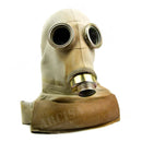Original Polish Military SR 1 Soviet Era gas mask with large round lenses and hose filter, authentic Cold War artifact.