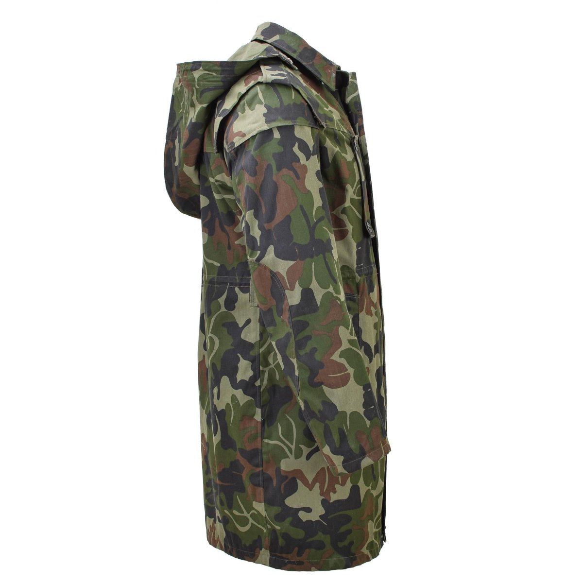 Original rumänische Militärparka M93 mit Camouflage-Blattmuster und Kapuze, lange Jacke, taktisch, NEU