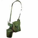 Swedish military webbing rig system 304 with tactical belt, H-straps suspenders, and multiple utility pouches in green.