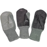 Original Schweizer Armee graue Wollhandschuhe für kaltes Wetter mit Lederhandfläche, Militärausgabe