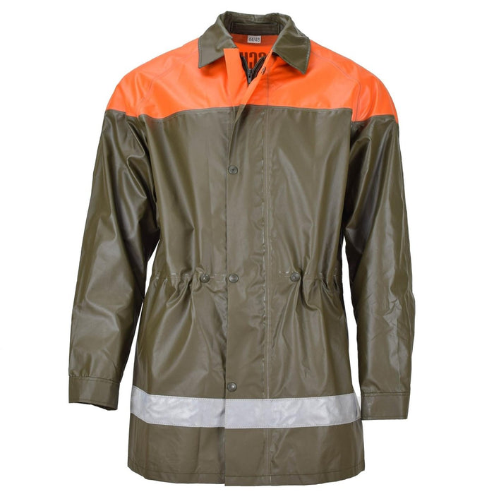 Original Schweizer Armee Regenjacke oliv Zivilschutz wasserdichter langer Mantel NEU - GoMilitar