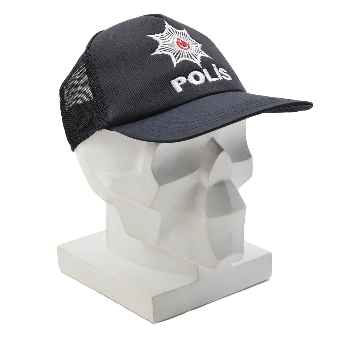 Original türkische Militär-Polis-Feldmütze, Netzeinsatz, verstellbarer Verschluss, Schwarz