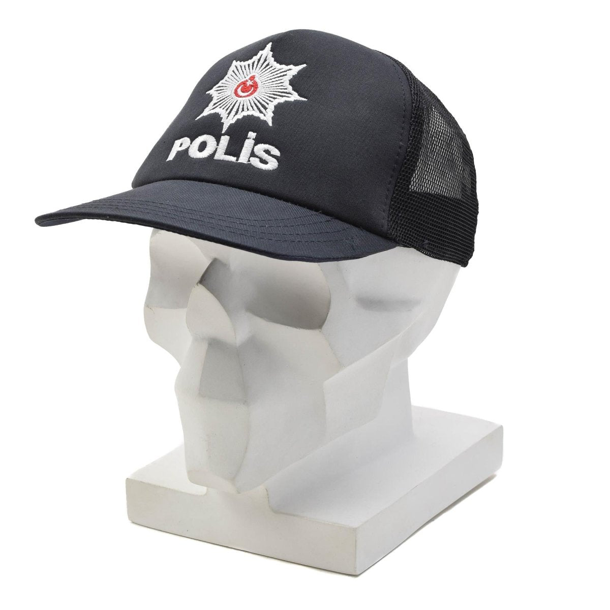 Original türkische Militär-Polis-Feldmütze, Netzeinsatz, verstellbarer Verschluss, Schwarz