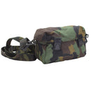 Original U.S. Military woodland camouflage shoulder bag pouch with buckle closure and adjustable strap for outdoor use