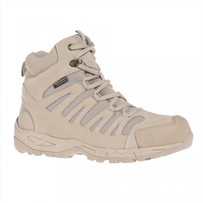 Beigefarbener Pentagon Achilles XTR 6 Einsatzstiefel mit Wildleder, Nylonnetz, wasserdichtem Design und robuster Sohle für den Einsatz im Freien