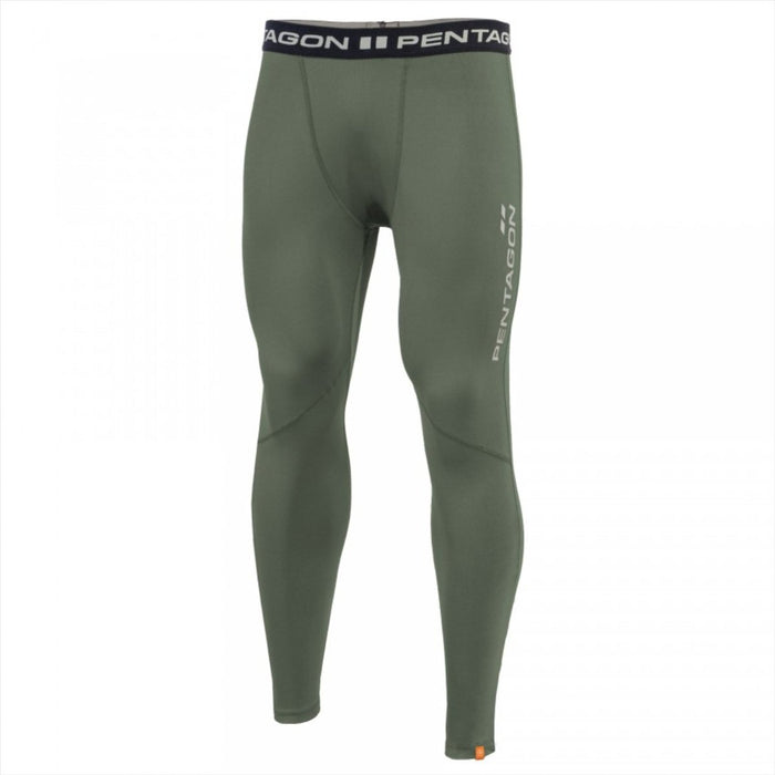 Pentagon Apollo lange Thermo-Leggings in olivgrüner, schnell trocknender Polyester-Basisschicht für den Outdoor- und taktischen Einsatz